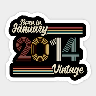 Vintage Born in January 2014 Sticker